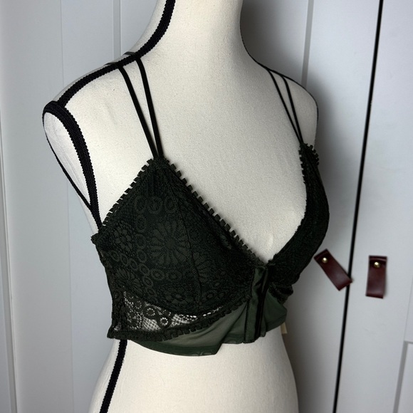 NWT aerie bohemian longline lace corset padded bralette medium olive green - Picture 6 of 9